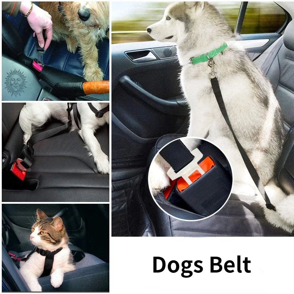 Adjustable Pet Car Seat Belt – Safety Harness Clip for Dogs & Cats