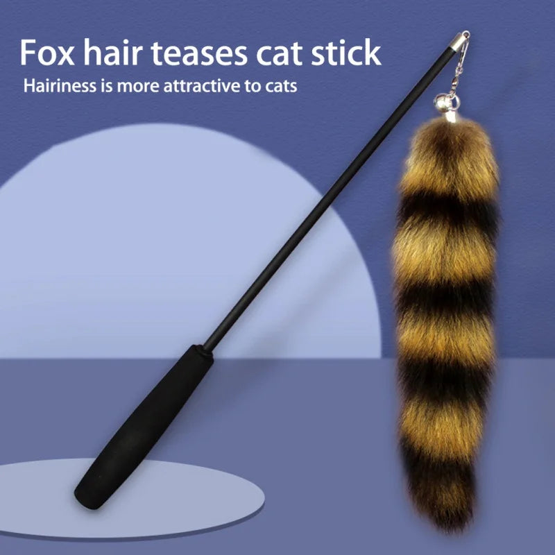 Feather Cat Teaser Stick – Fox Hair Replacement Head Toy
