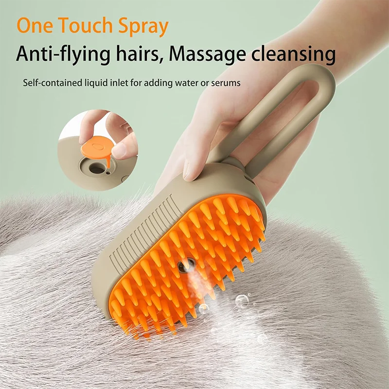 3-in-1 Electric Pet Hair Brush with Steam & Massage