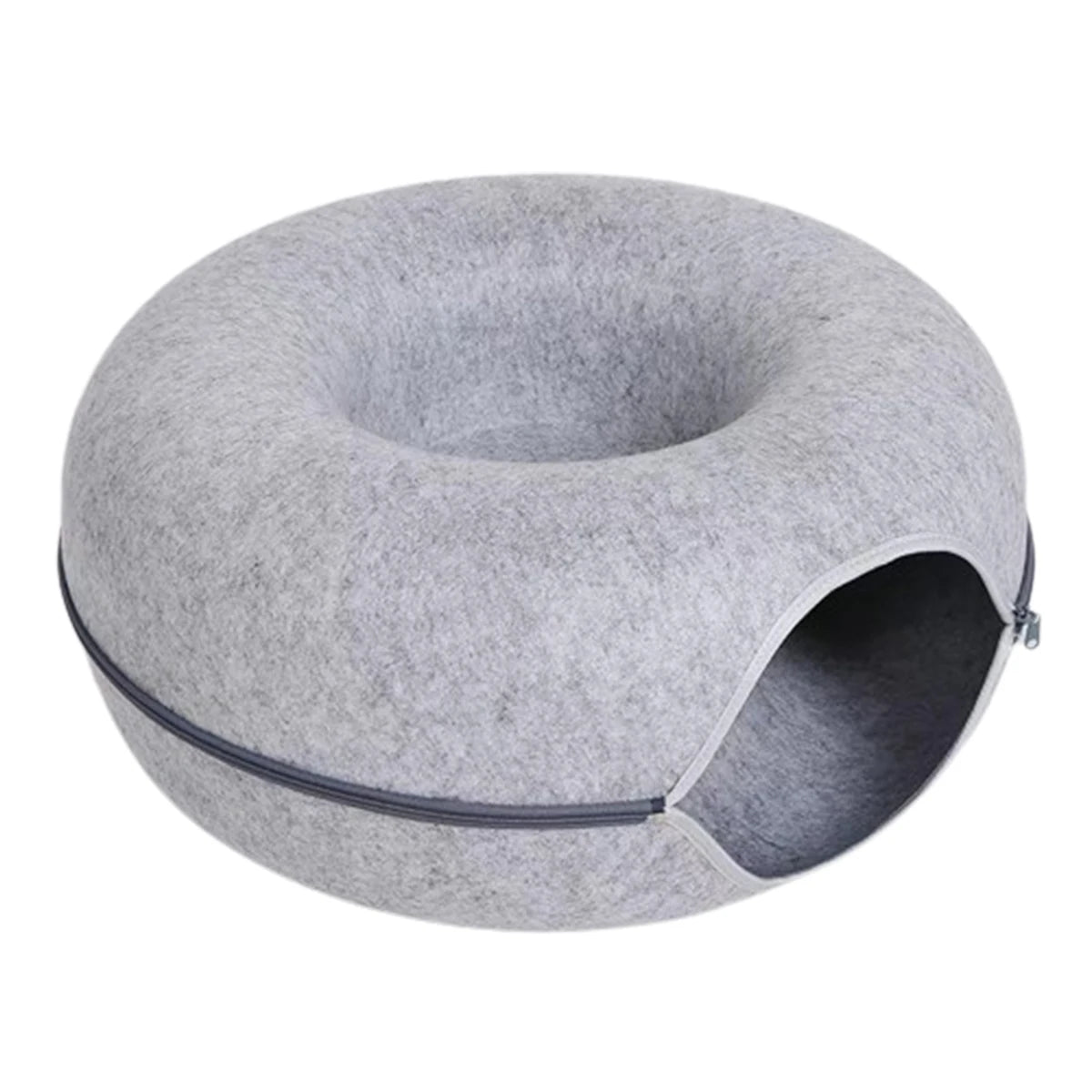 2-in-1 Felt Donut Cat Bed & Tunnel with Breather Hole