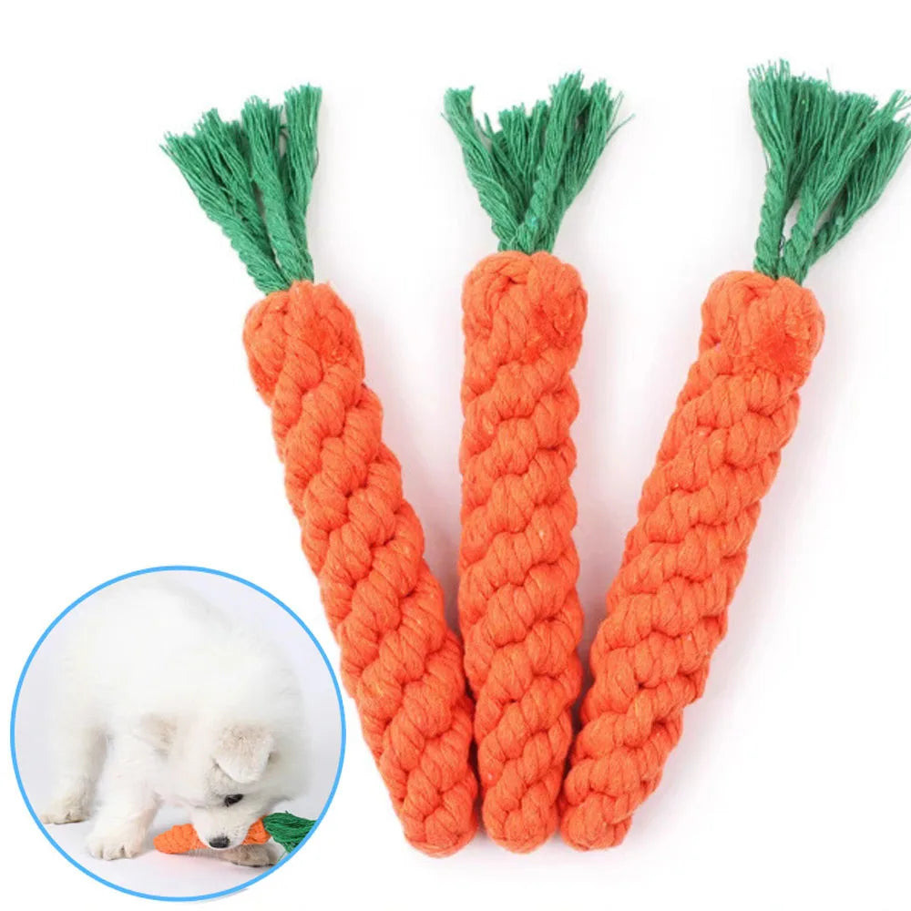 Durable Carrot Rope Dog Chew Toy – Teeth Cleaning & Molar Aid
