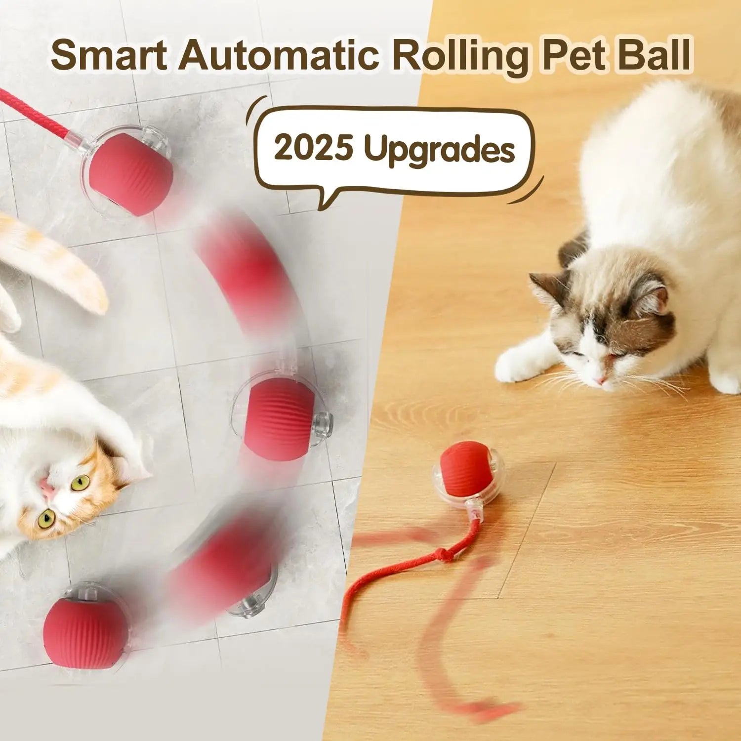 Smart Rolling Cat Toy Ball – Rechargeable with Tail & Motion Sensor