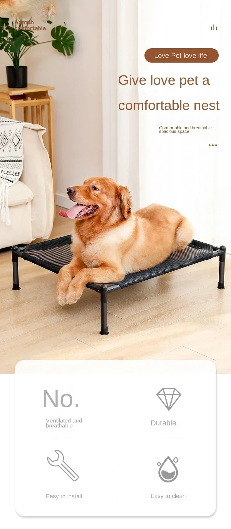Elevated Folding Pet Bed – Portable, Washable Dog & Cat Camping Cot