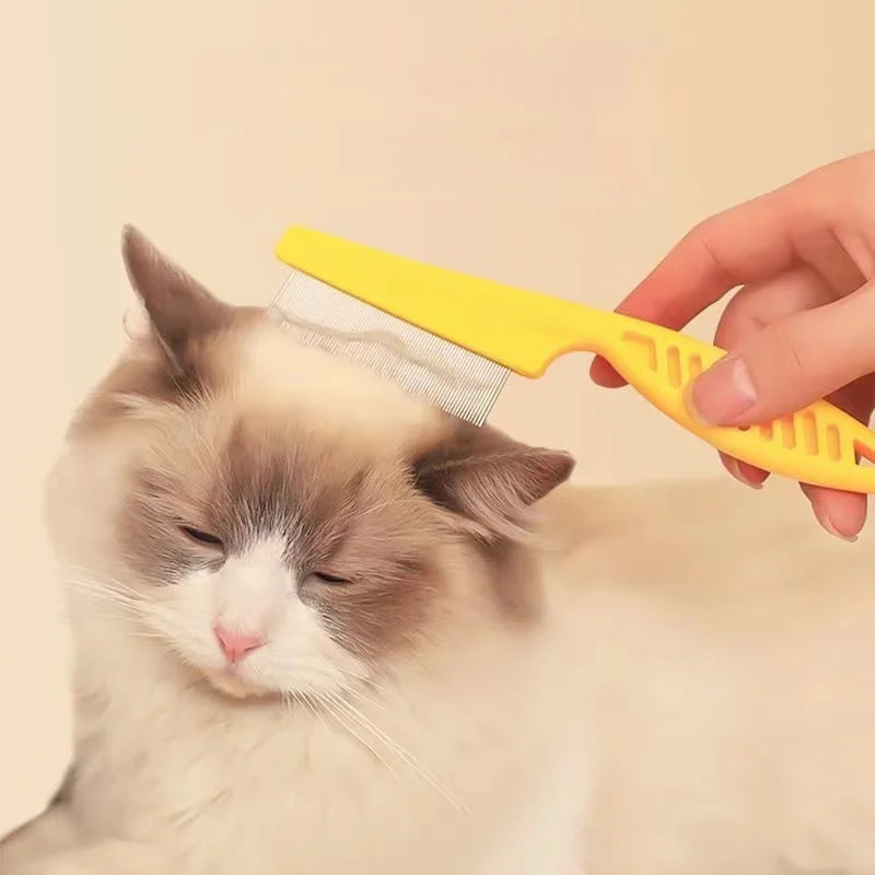 Pet Hair Shedding & Flea Comb – Stainless Steel Grooming Tool for Cats & Dogs