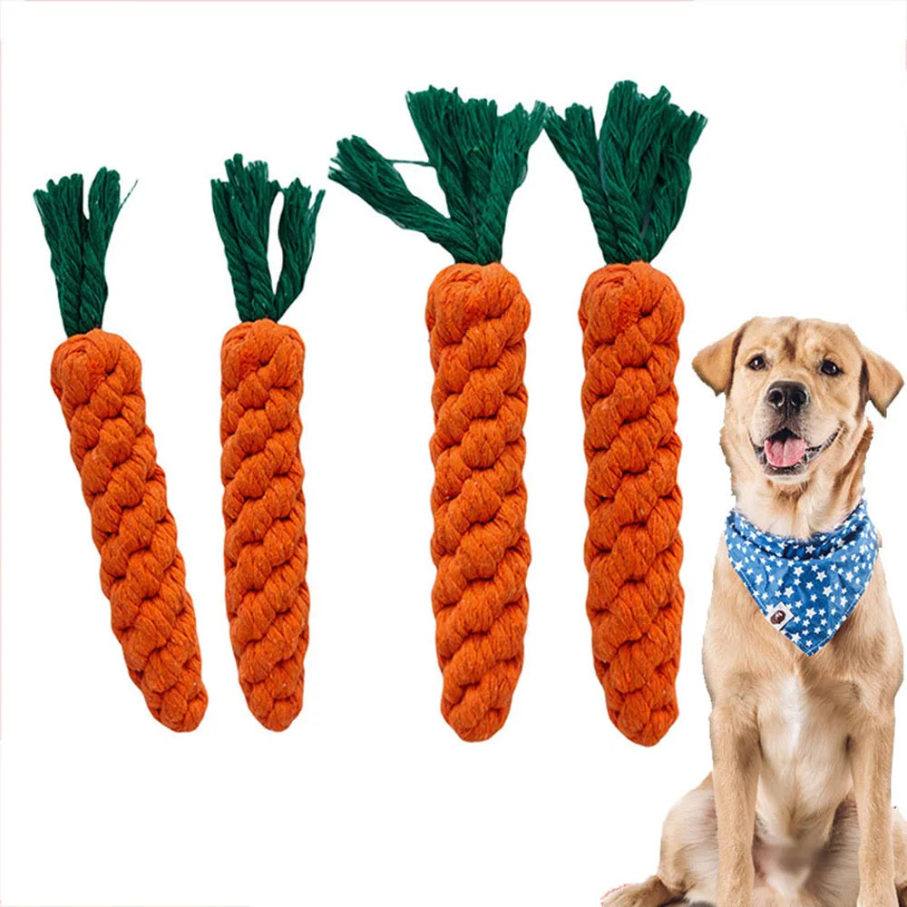 Durable Carrot Rope Dog Chew Toy – Teeth Cleaning & Molar Aid