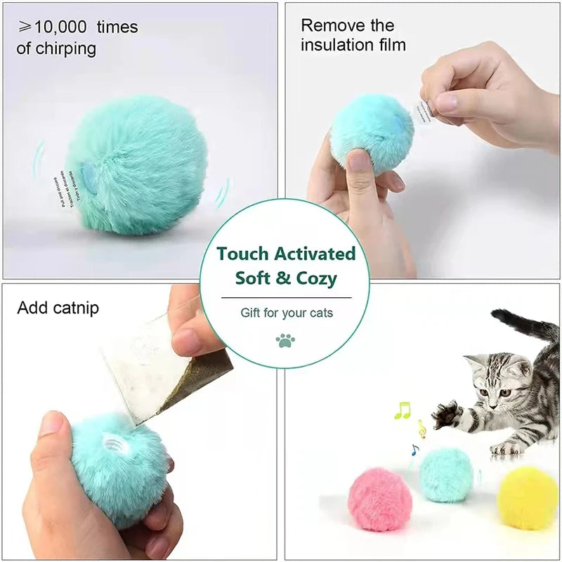 Interactive Plush Electric Catnip Ball Toy with Sound