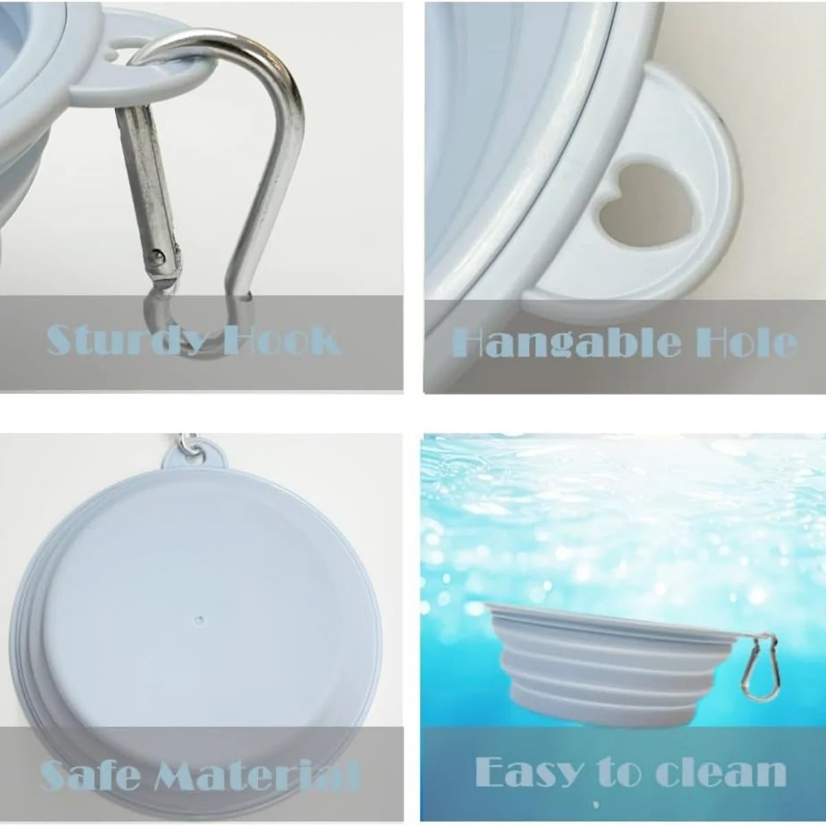 2PCS Collapsible Silicone Pet Bowls – Portable Folding Food & Water Dishes with Carabiners