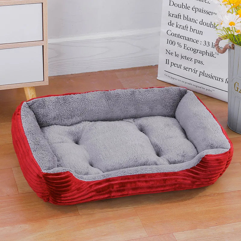 Winter Square Pet Bed – Soft Waterproof House for Dogs & Cats