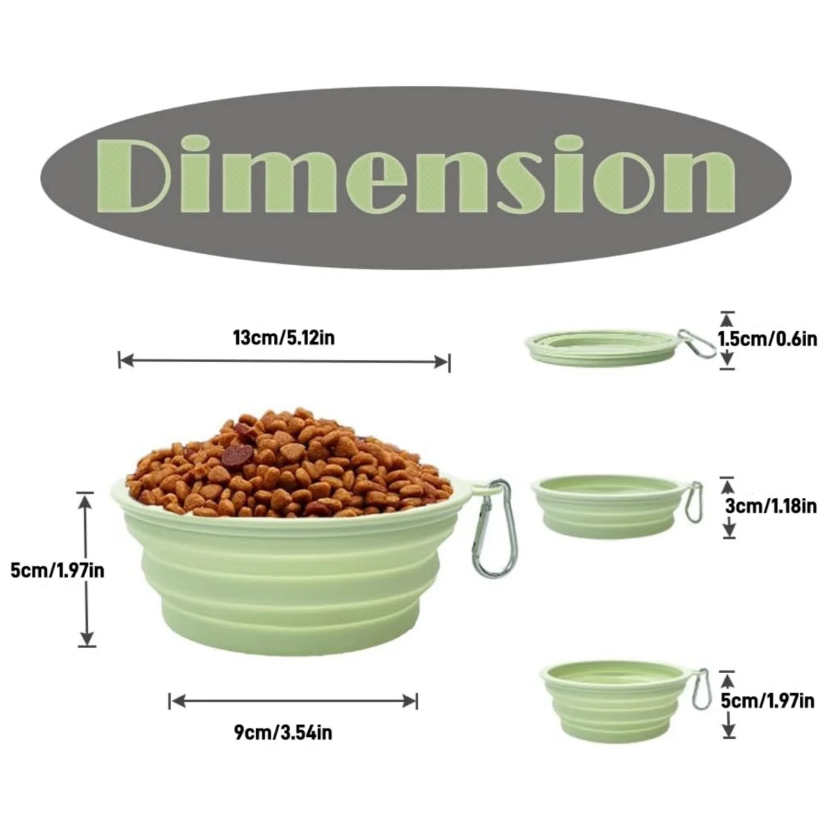 2PCS Collapsible Silicone Pet Bowls – Portable Folding Food & Water Dishes with Carabiners