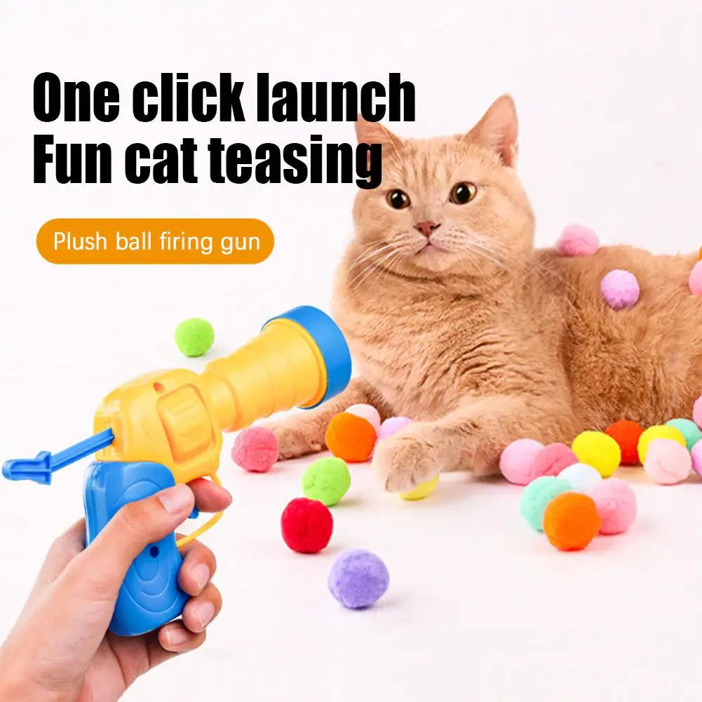 Interactive Plush Ball Launcher Toy for Cats – Mini Shooting Game