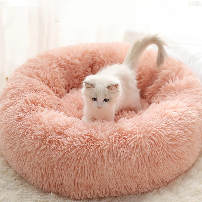 Plush Round Pet Bed – Warm, Washable Nest for Cats & Small Dogs