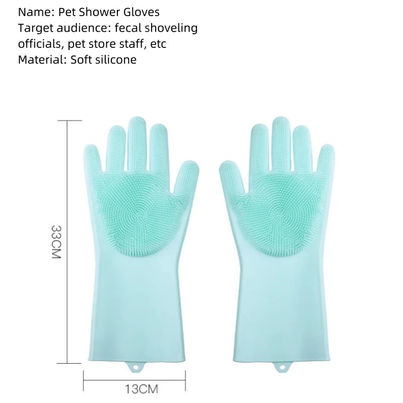 Pet Grooming & Bathing Gloves – Silicone Hair Removal Scrubber for Dogs & Cats