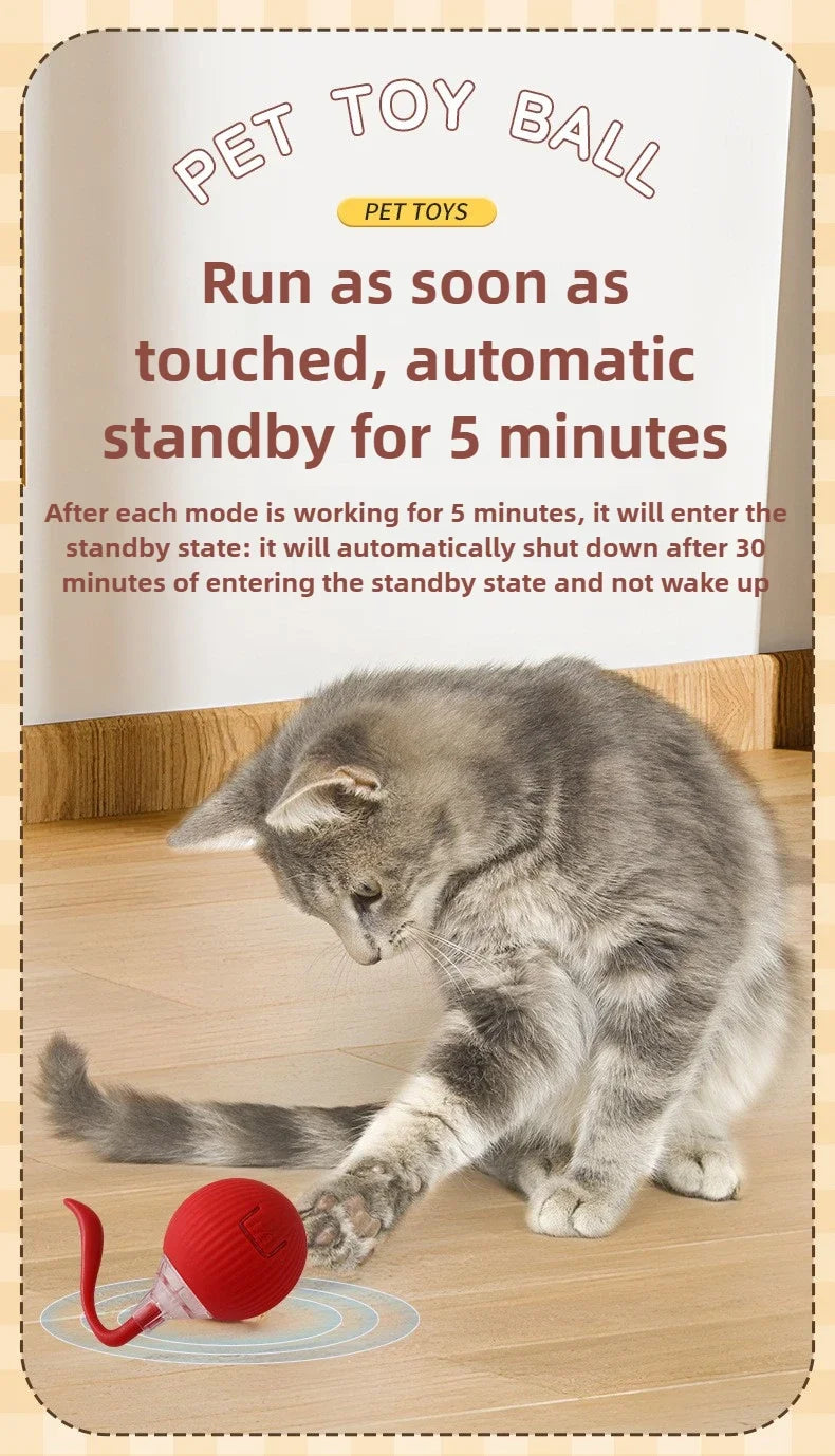 Automatic Rolling Cat Toy Ball – Self-Moving Electric Play Ball for Kittens