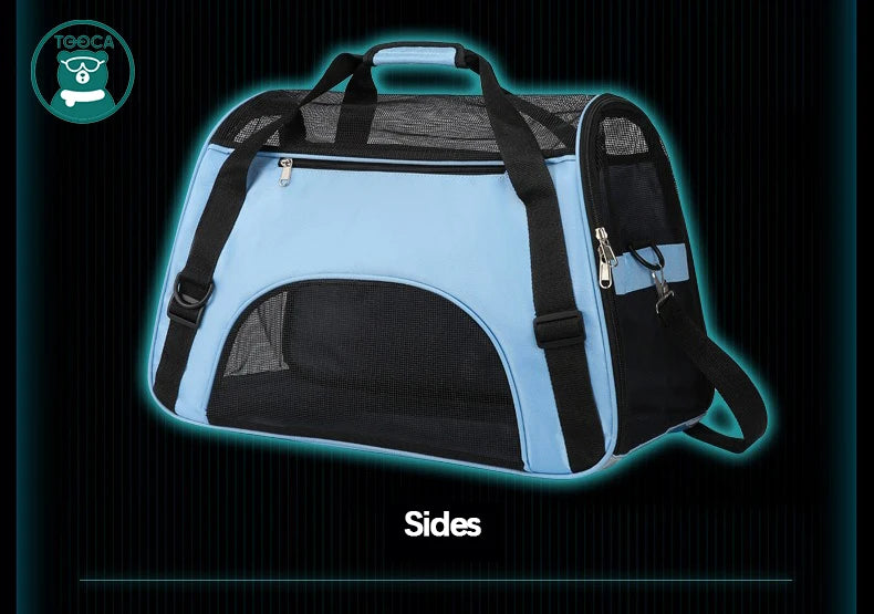 Foldable Mesh Pet Carrier Bag – Portable Travel Handbag for Cats & Small Dogs