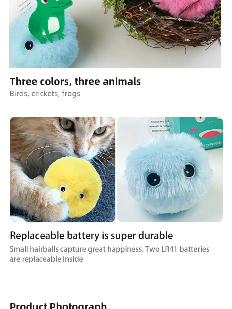 Interactive Plush Electric Catnip Ball Toy with Sound