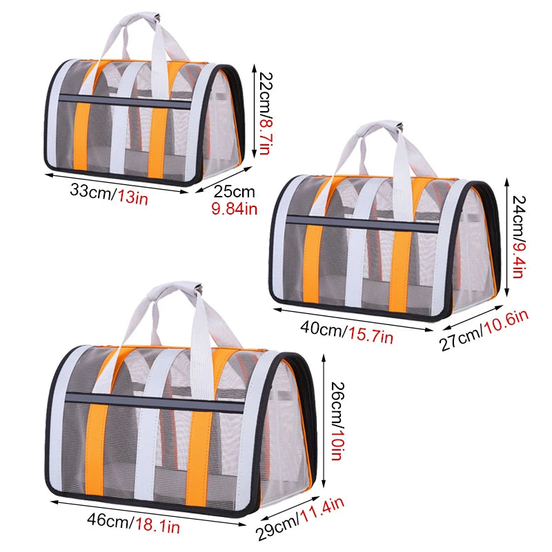 Foldable Mesh Pet Carrying Handbag for Cats & Small to Medium Dogs