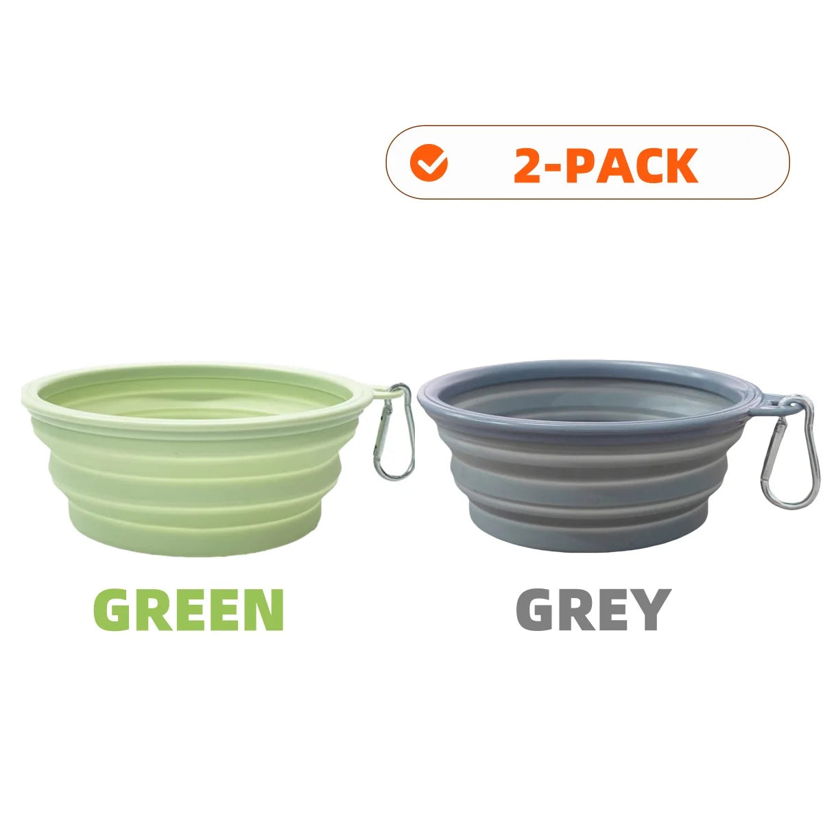 2PCS Collapsible Silicone Pet Bowls – Portable Folding Food & Water Dishes with Carabiners
