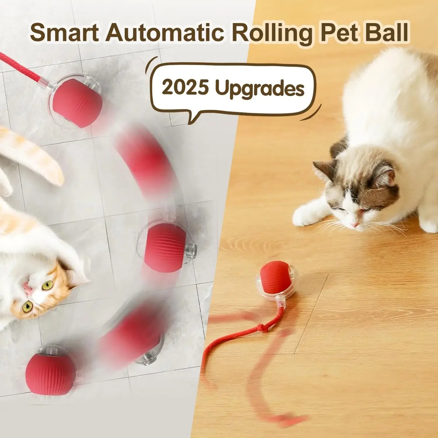 Smart Rolling Cat Toy Ball – Rechargeable with Tail & Motion Sensor