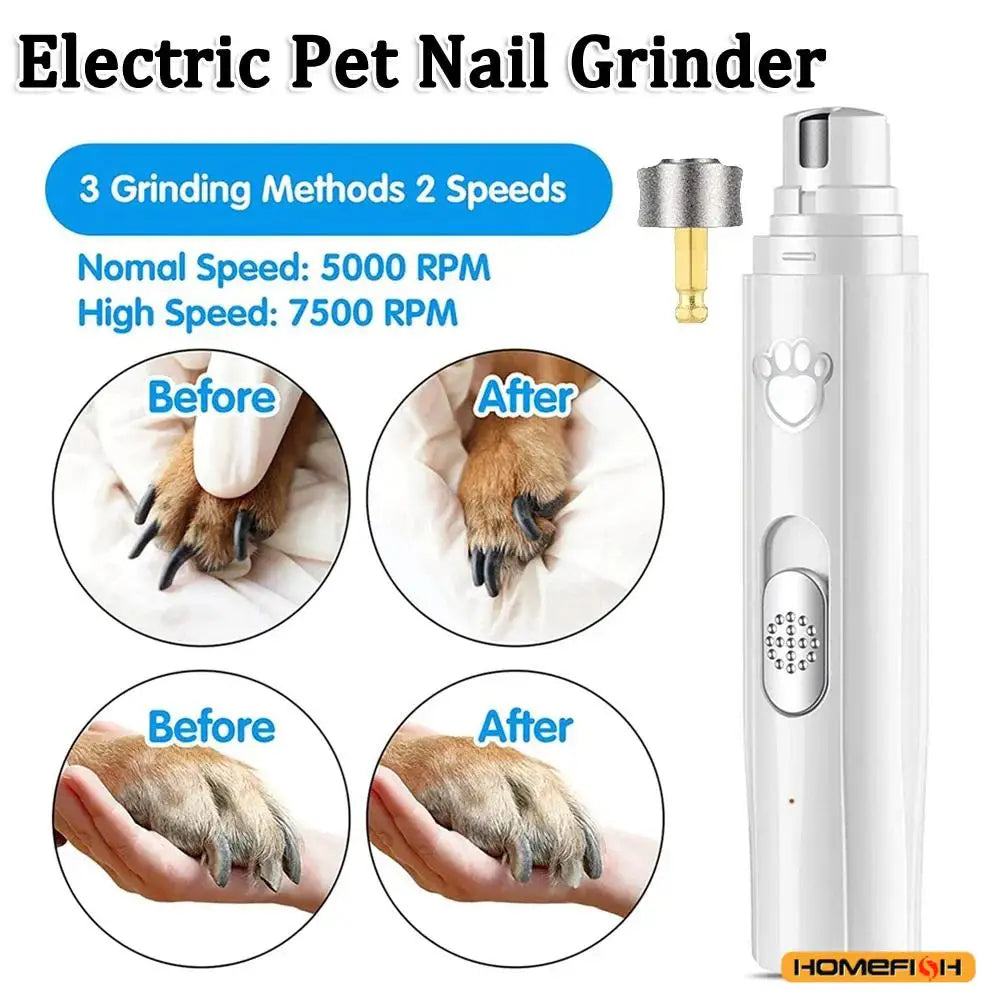 Rechargeable Electric Dog Nail Grinder – Painless Pet Nail Trimmer with Polisher