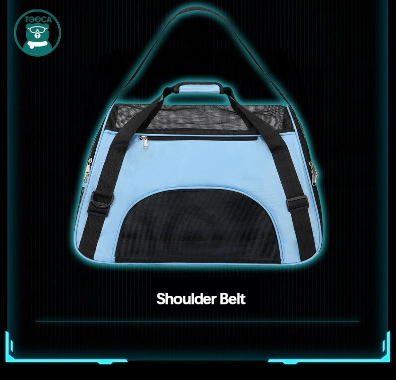 Foldable Mesh Pet Carrier Bag – Portable Travel Handbag for Cats & Small Dogs