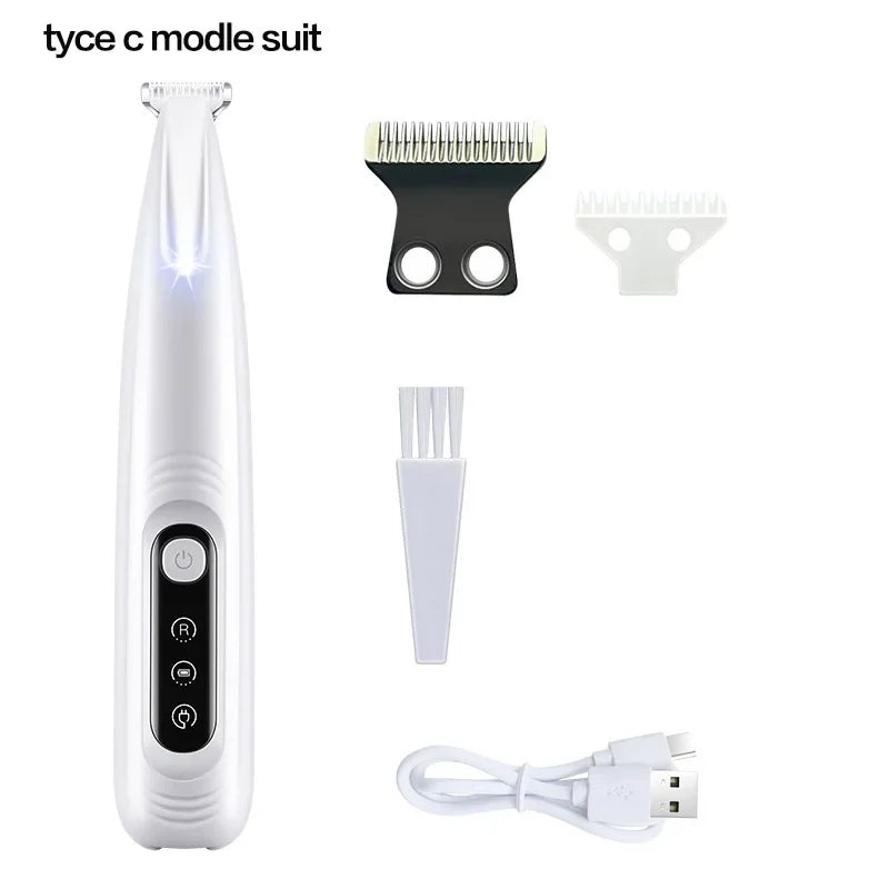Waterproof Dog Paw Trimmer with LED Light & Display – 18mm Blade Grooming Clippers
