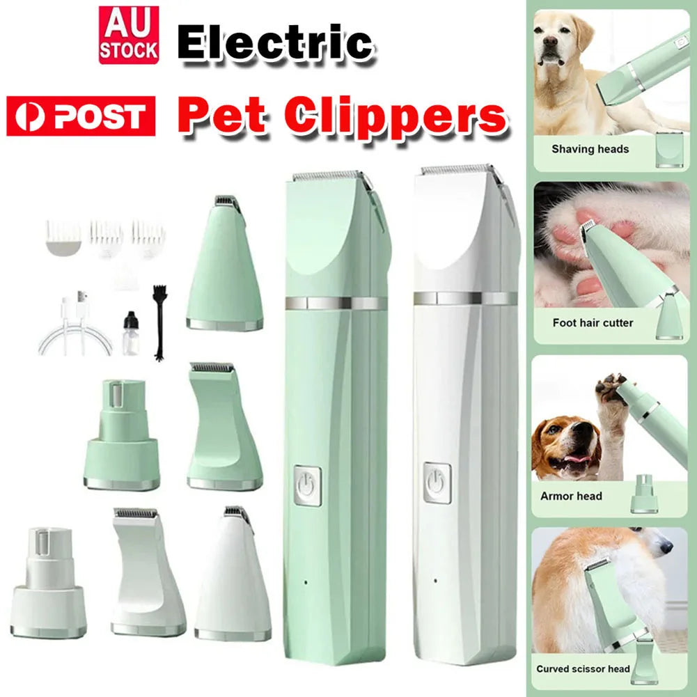4-in-1 Electric Pet Grooming Kit – USB Rechargeable Dog & Cat Hair Clippers