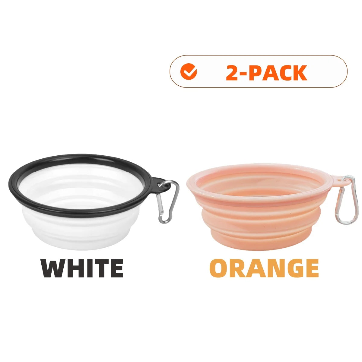 2PCS Collapsible Silicone Pet Bowls – Portable Folding Food & Water Dishes with Carabiners