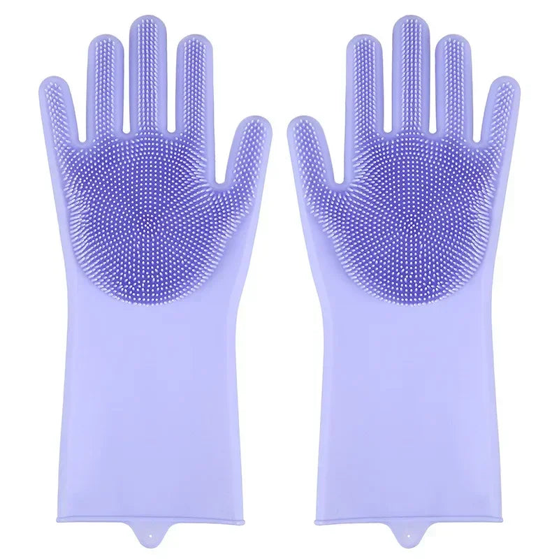 Pet Grooming & Bathing Gloves – Silicone Hair Removal Scrubber for Dogs & Cats