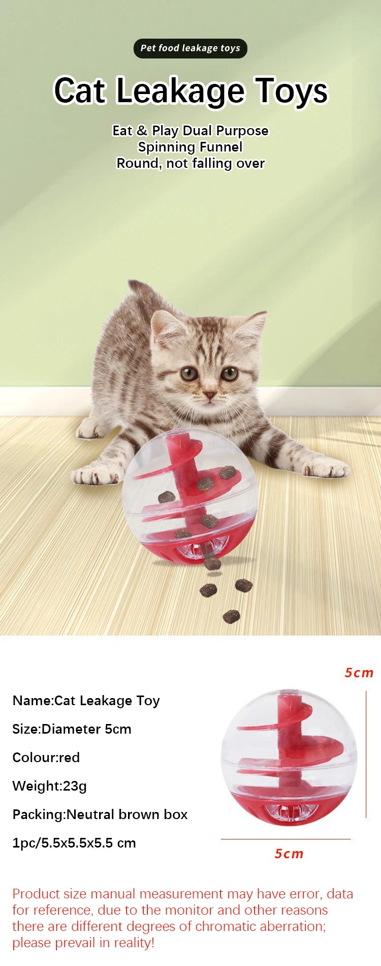 Spiral Ball Cat Toy – Dual-Use Food Dispenser and Training Toy