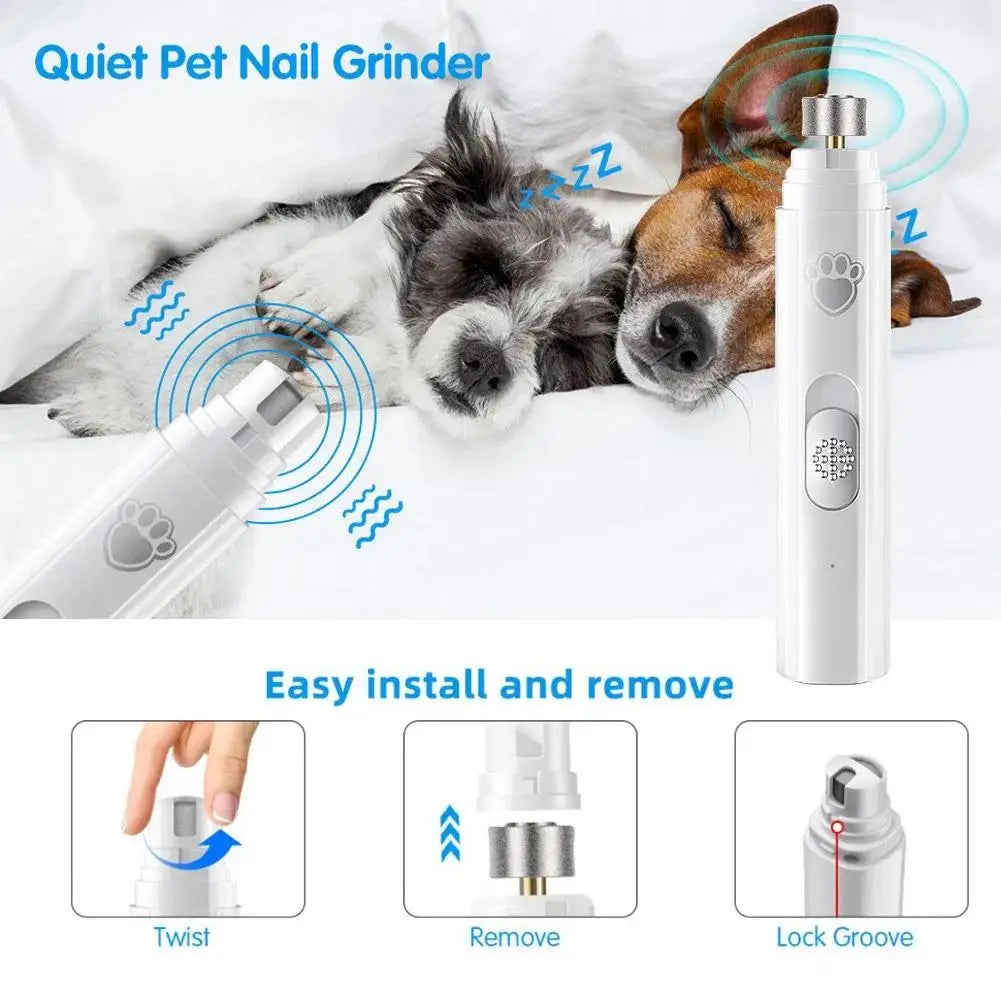 Rechargeable Electric Dog Nail Grinder – Painless Pet Nail Trimmer with Polisher