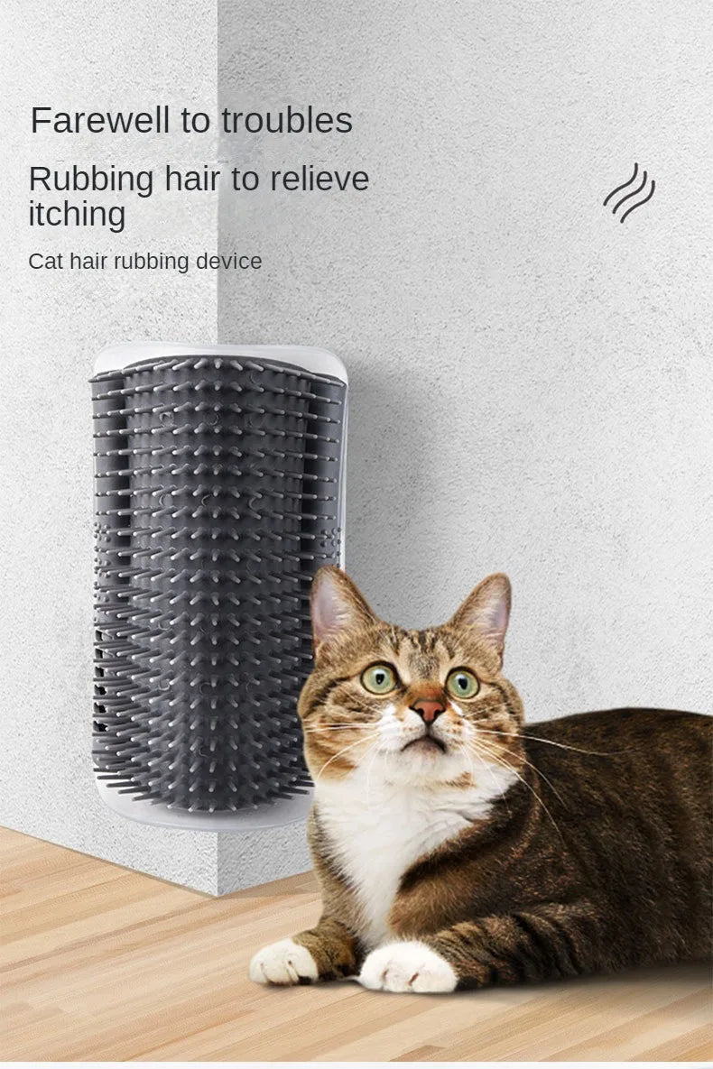 Cat Wall Corner Self-Grooming Brush with Bristles
