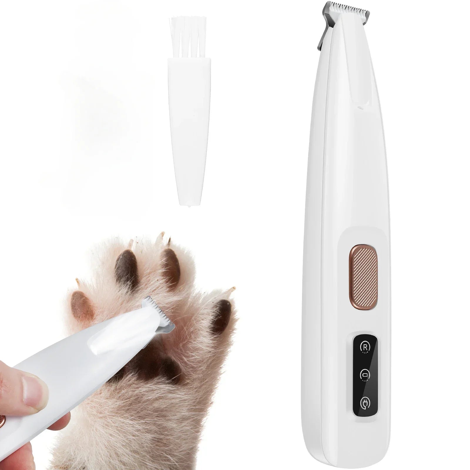 Waterproof Dog Paw Trimmer with LED Light & Display – 18mm Blade Grooming Clippers