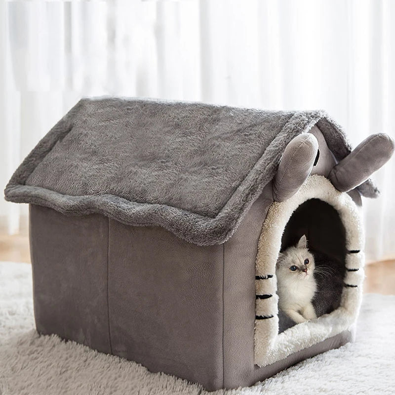 Indoor Pet Tent Bed – Soft Dog & Cat House with Removable Cushion
