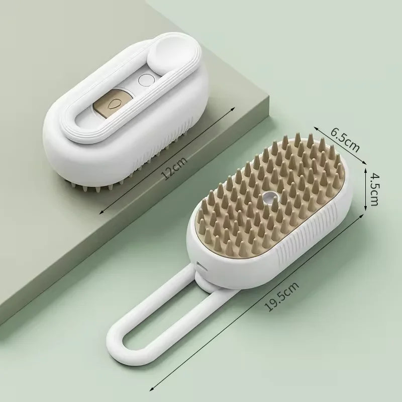 3-in-1 Electric Pet Hair Brush with Steam & Massage
