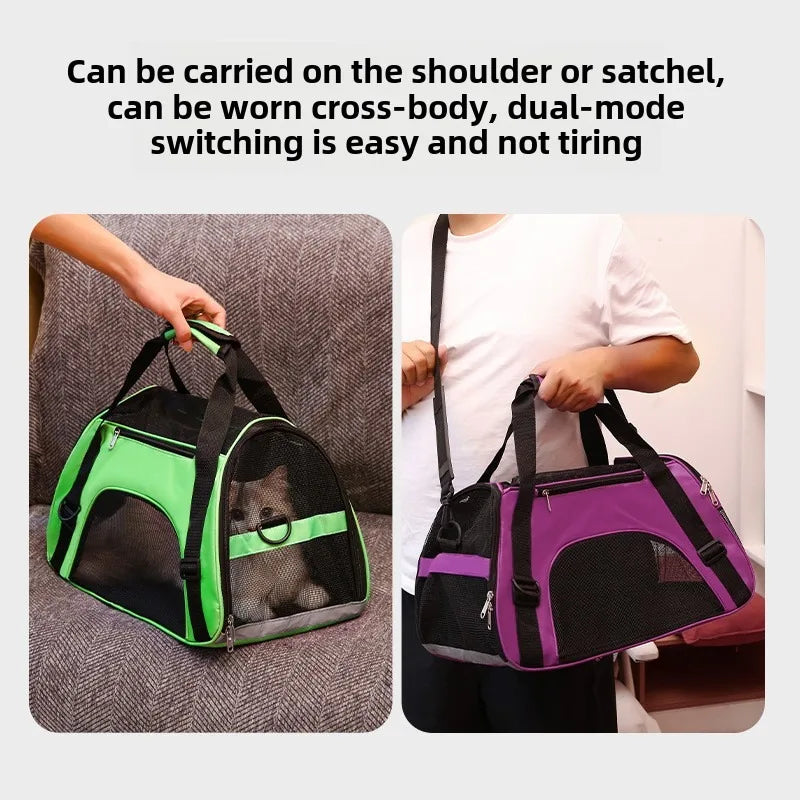 Foldable Mesh Pet Carrier Bag – Portable Travel Handbag for Cats & Small Dogs