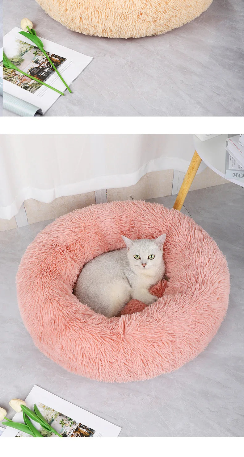 Plush Round Pet Bed – Warm, Washable Nest for Cats & Small Dogs