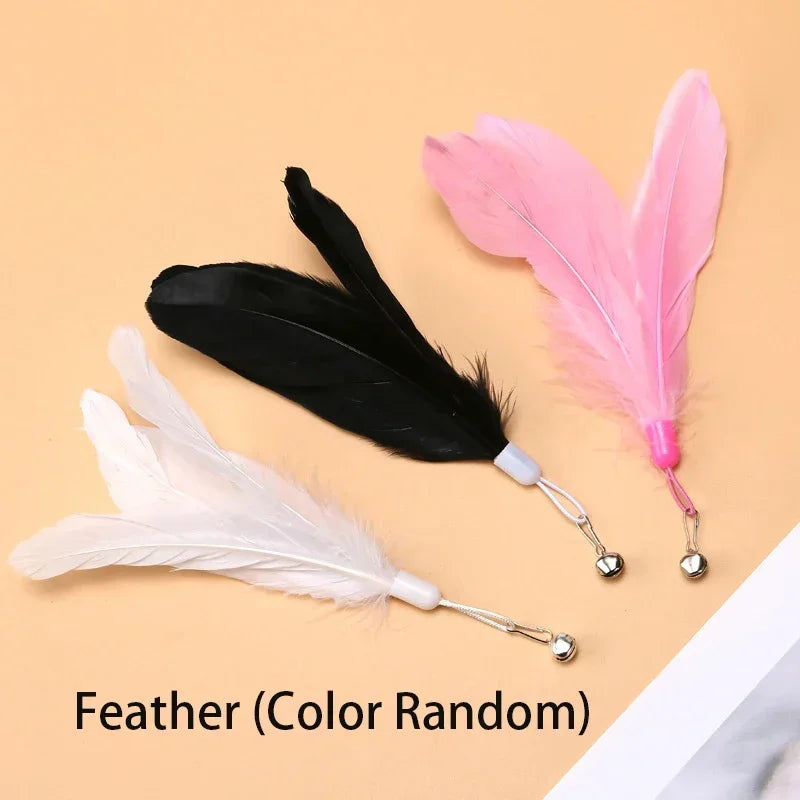 Cat Teaser Stick with Bell & Suction Cup – Durable Feather Toy
