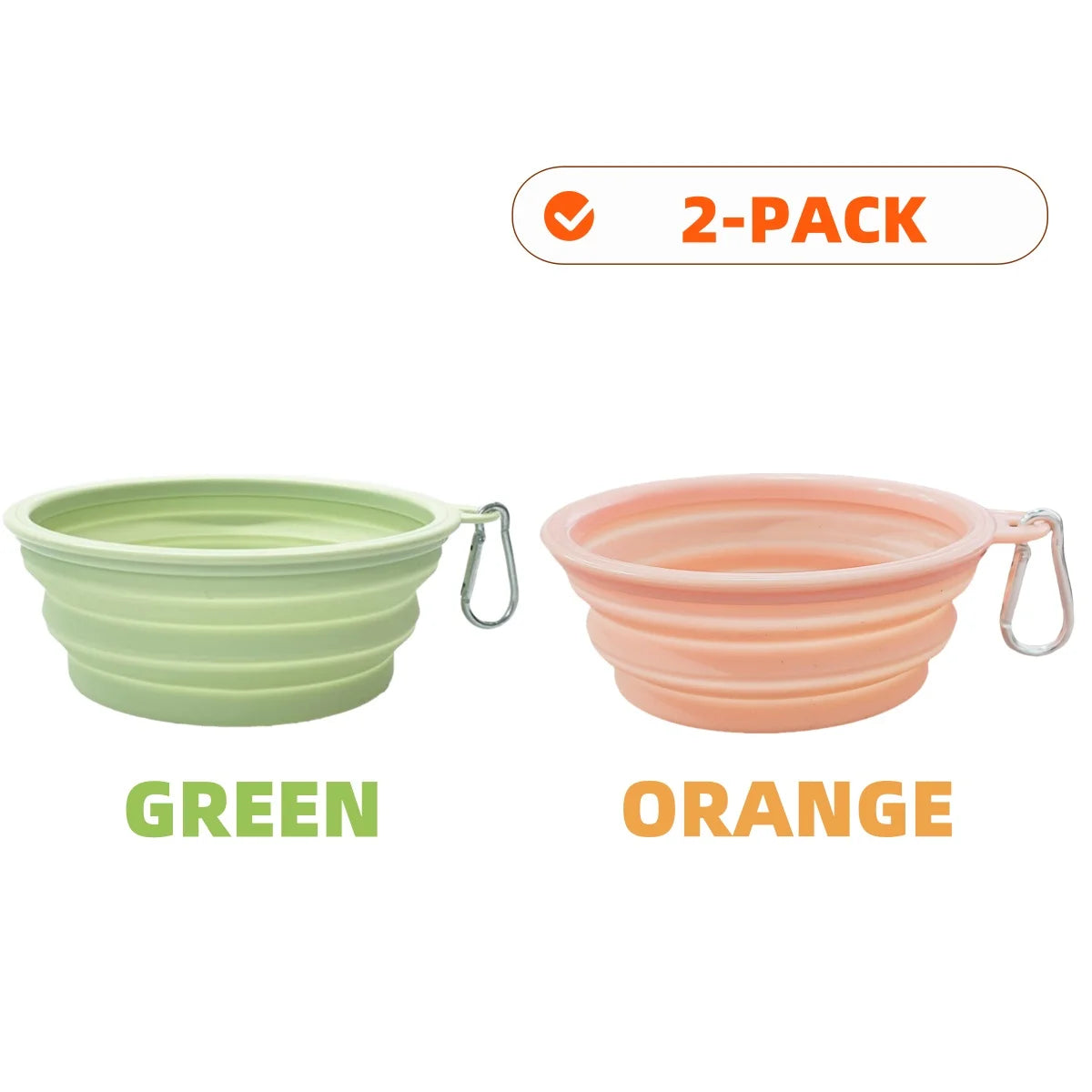 2PCS Collapsible Silicone Pet Bowls – Portable Folding Food & Water Dishes with Carabiners