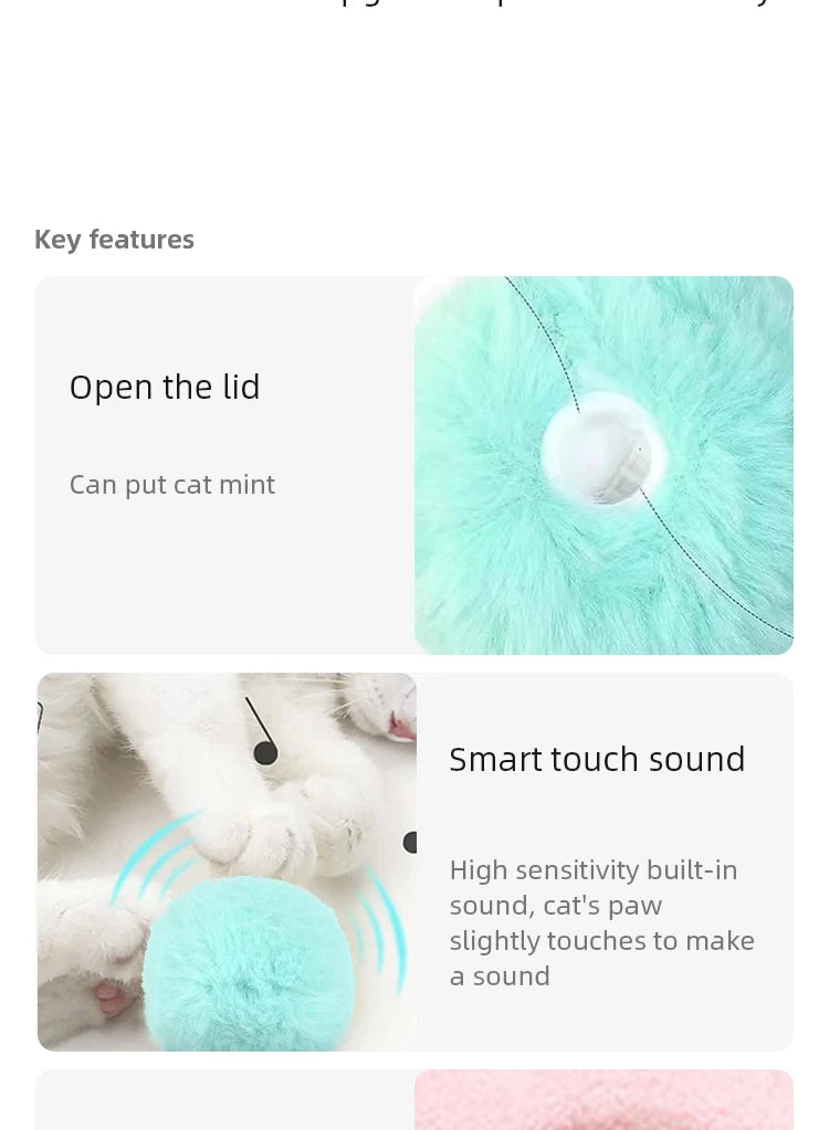 Interactive Plush Electric Catnip Ball Toy with Sound