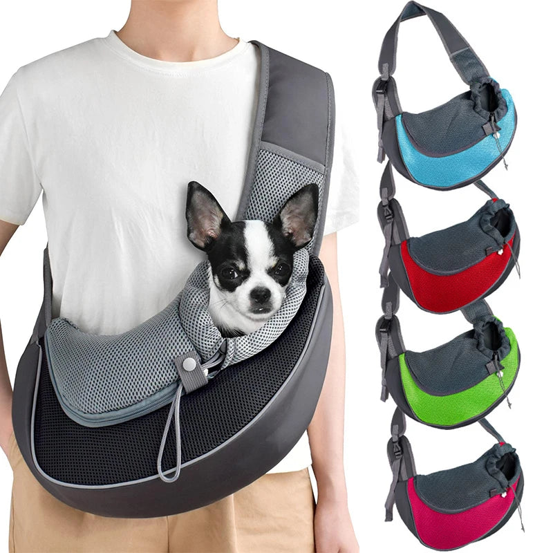 Pet Sling Carrier Bag – Mesh Travel Shoulder Tote for Cats & Small Dogs