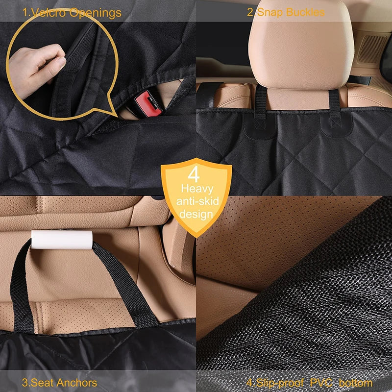 Waterproof Double Zipper Car Pet Seat Pad – 143×153cm Rear Seat Cushion