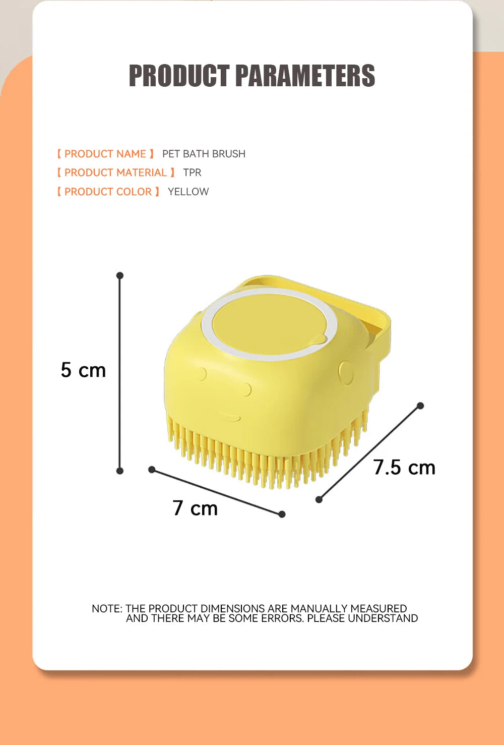 Dog Bathing & Massage Brush with Shampoo Dispenser – Soft Silicone Bristles