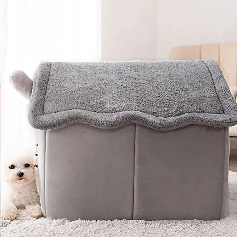 Indoor Pet Tent Bed – Soft Dog & Cat House with Removable Cushion