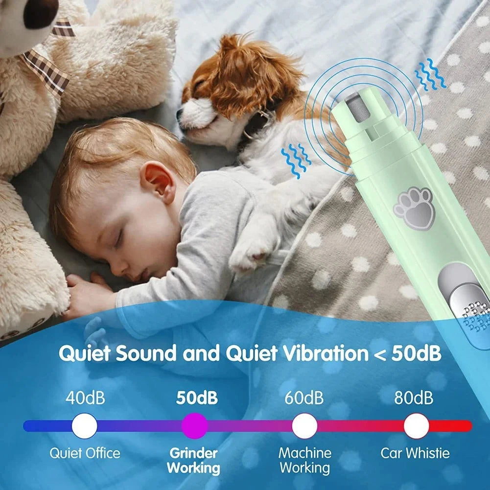 Rechargeable Electric Dog Nail Grinder – Painless Pet Nail Trimmer with Polisher