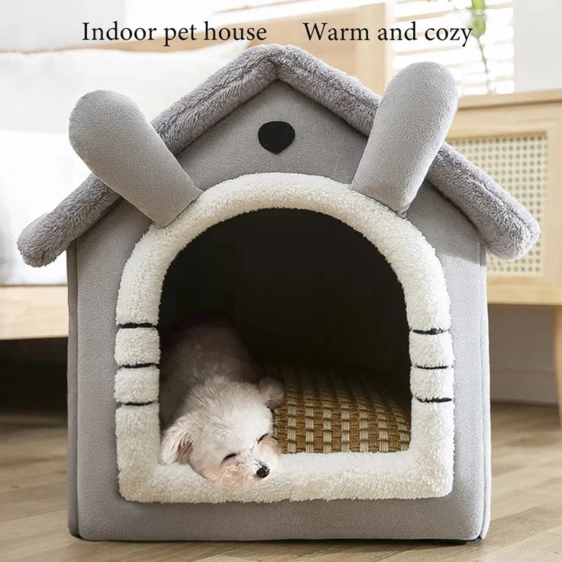 Indoor Pet Tent Bed – Soft Dog & Cat House with Removable Cushion