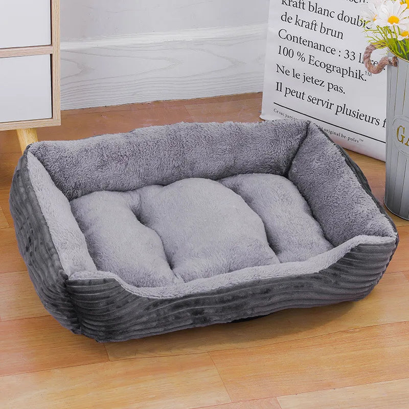 Winter Square Pet Bed – Soft Waterproof House for Dogs & Cats