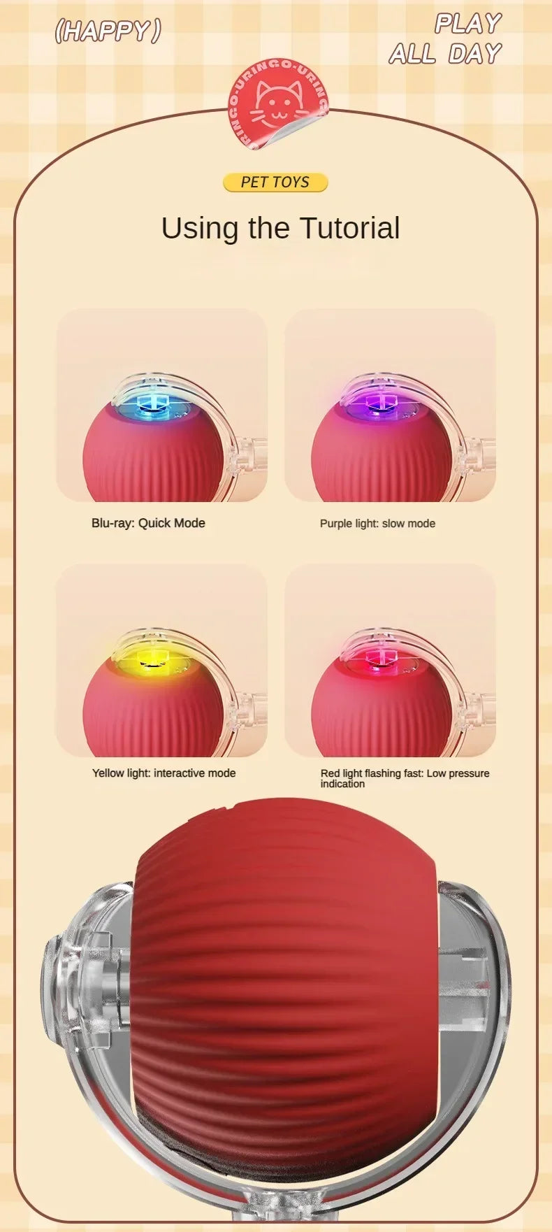 Automatic Rolling Cat Toy Ball – Self-Moving Electric Play Ball for Kittens