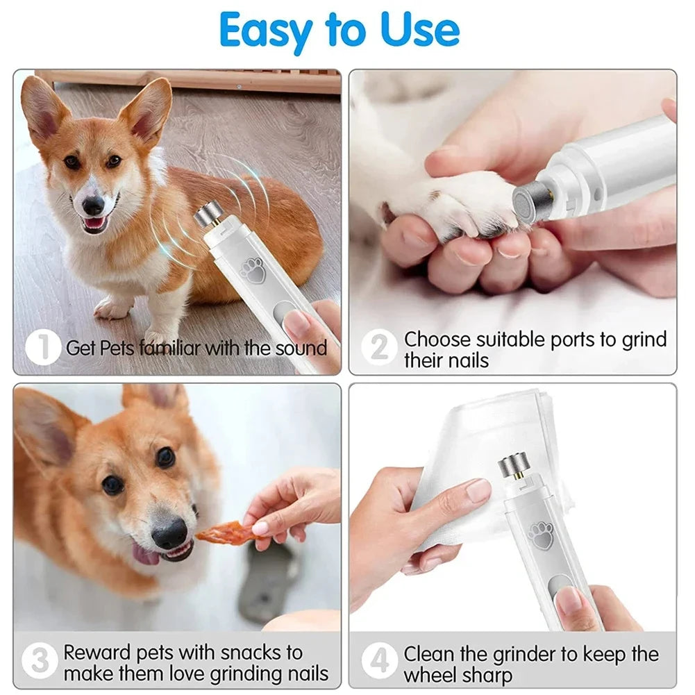 Rechargeable Electric Dog Nail Grinder – Painless Pet Nail Trimmer with Polisher