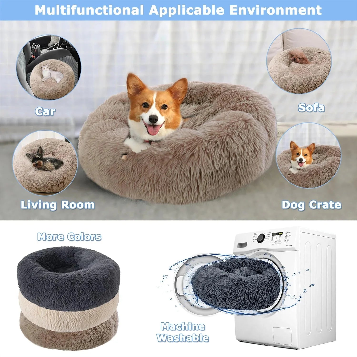 Round Plush Pet Bed – Winter Warm Sofa for Cats & Dogs