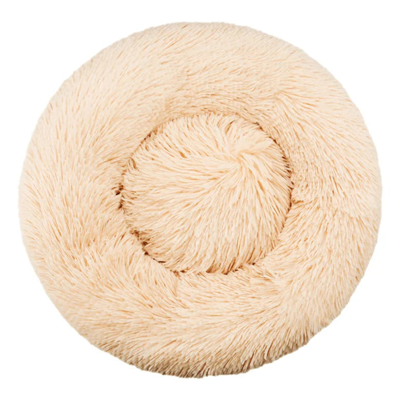 Round Plush Pet Bed – Winter Warm Sofa for Cats & Dogs